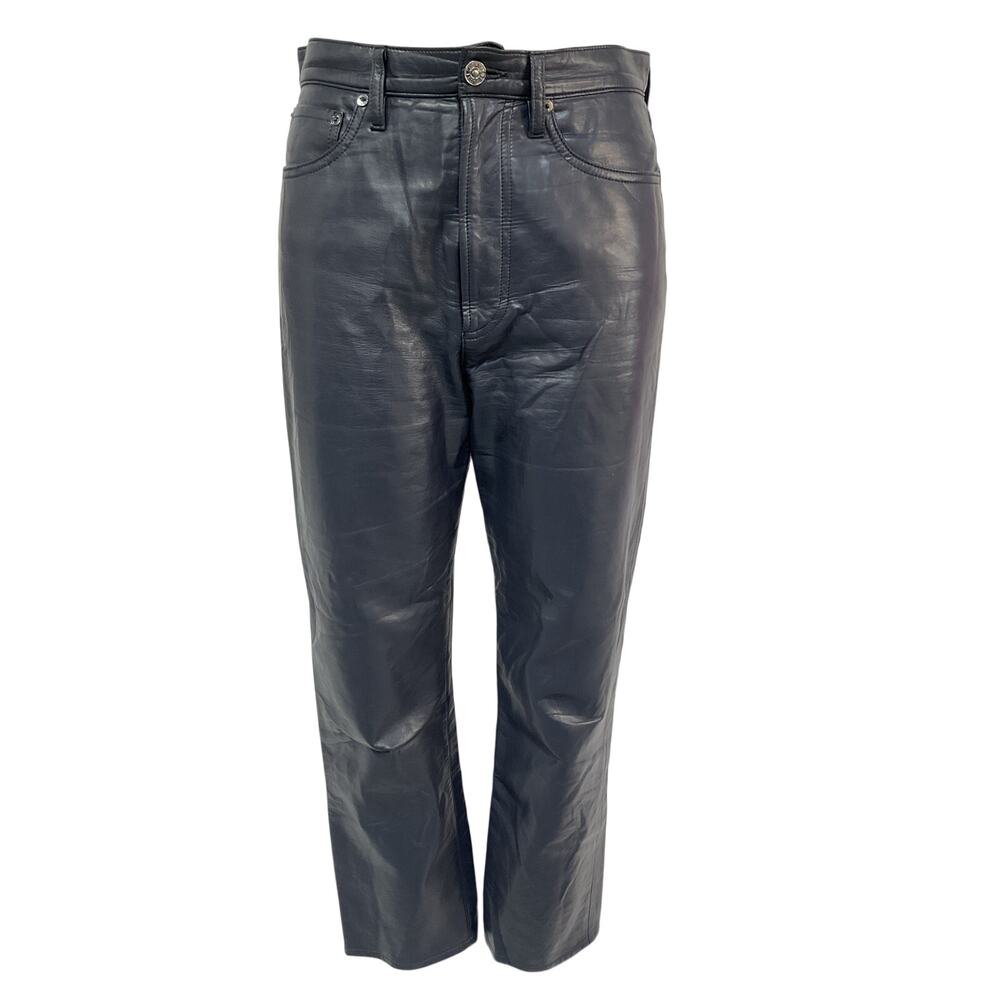 Agolde Recycled Leather Charcoal 90s Pinch Waist Denim Jeans Size 27 - Picture 2 of 5